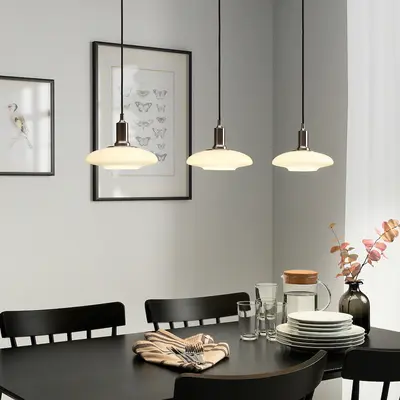 Visilica s 3 lampe, niklovano/opal bijela staklo, 89 cm
