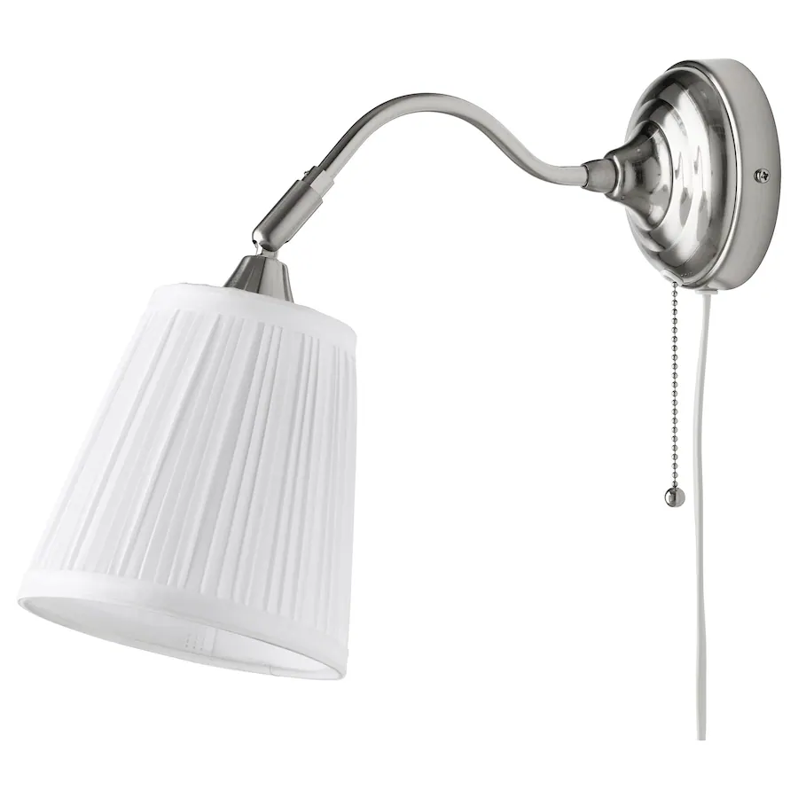 Zidna lampa, niklovano/bijela