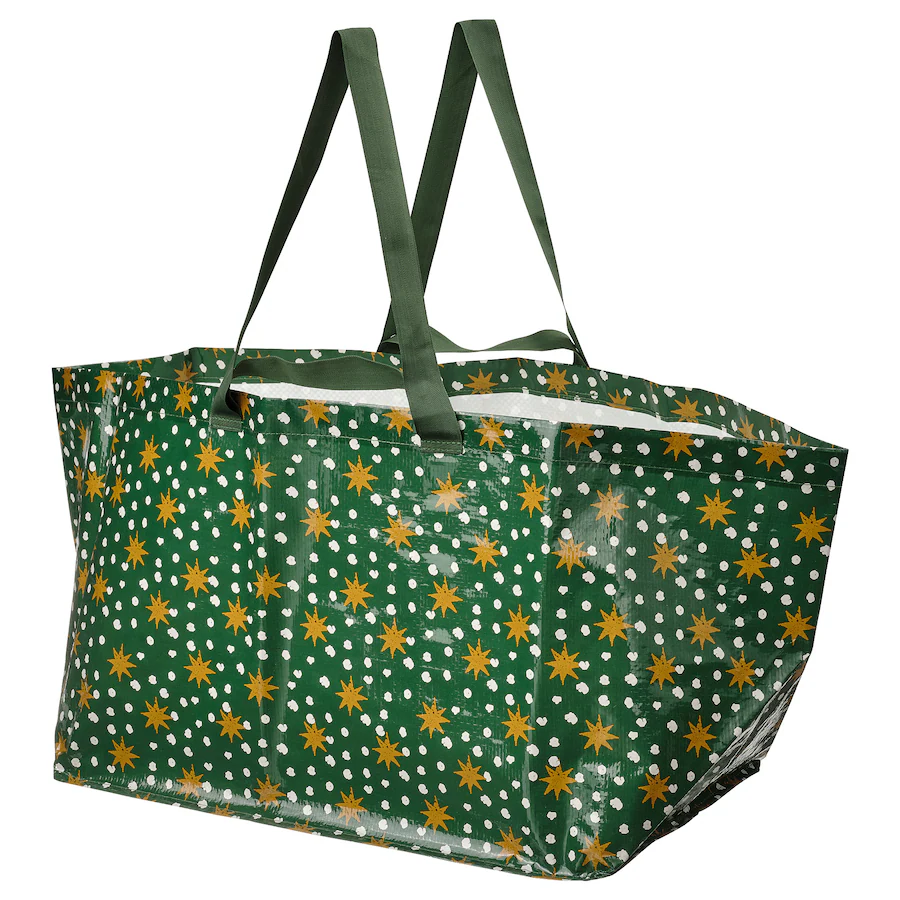 Ručna torba, velika, dezen zvezde zelena, 55x37x35 cm/71 l