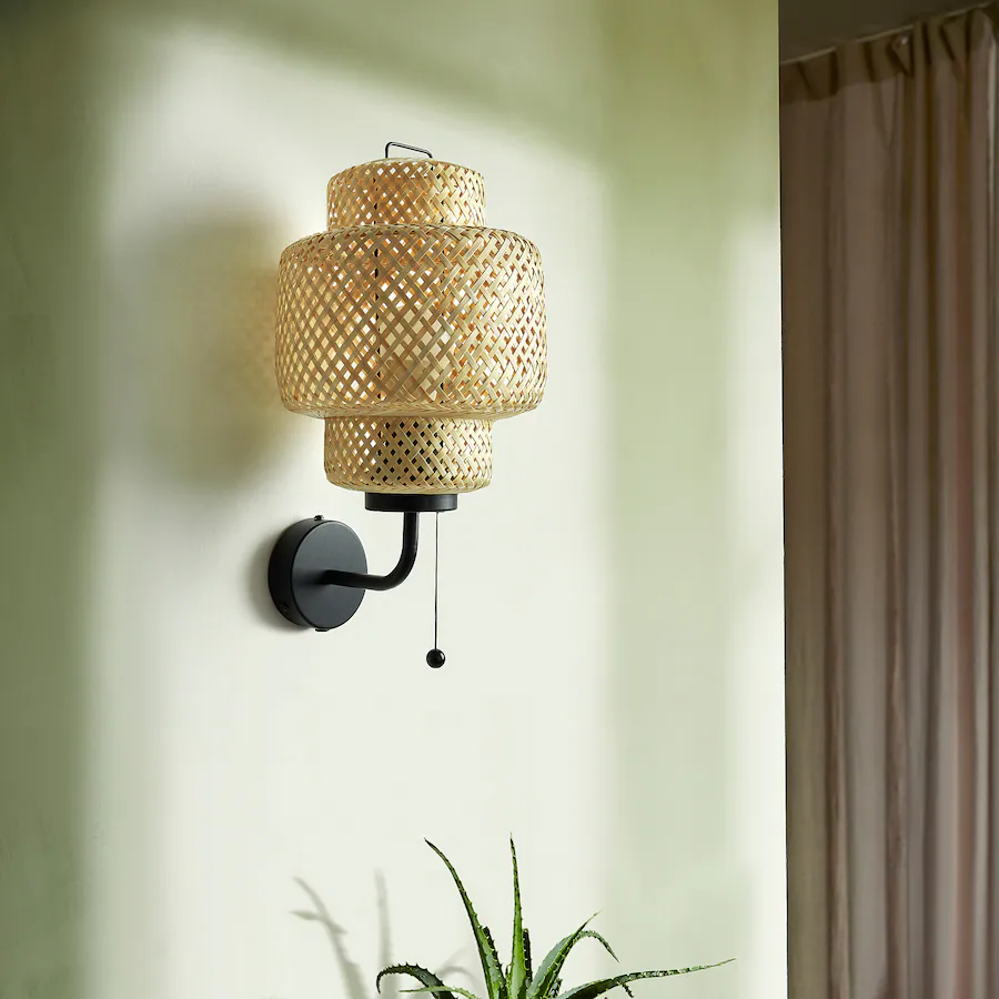 Zidna lampa, trajni priključak, bambus/ručni rad