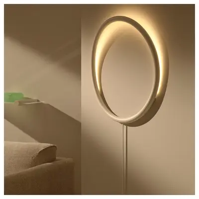 LED zidna lampa, bijela metal/krug