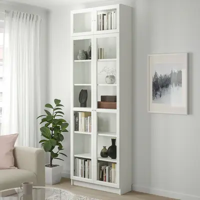 Biblioteka, bijela, 80x30x237 cm