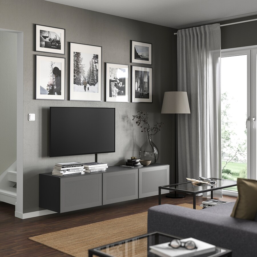 TV stalaža s vratima, tamnosiva/Mörtviken tamnosiva, 180x42x38 cm