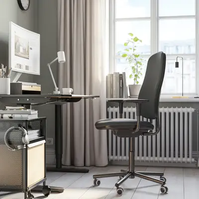 Kancelarijska stolica s rukohvatima, Gräsnäs tamnosiva