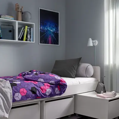Jorganska navlaka i jastučnica, purpurna/crna dezenirano, 150x200/50x60 cm
