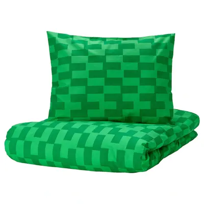 Jorganska navlaka i jastučnica, zelena/dezenirano, 150x200/50x60 cm