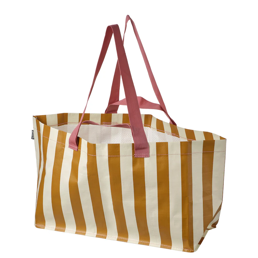Ručna torba, prljavobijela/žutosmeđa/prugasto, 18x45x28 cm/22 l