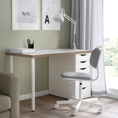 Radni sto, bijela boja antracita/bijela, 120x60 cm