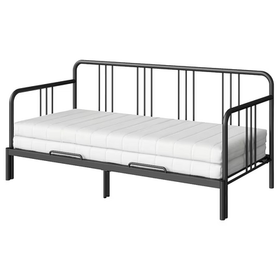 Dnevni krevet s 2 dušeka, crna/Åfjäll tvrdo,, 80x200 cm