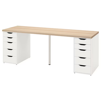 Radni sto, bijelo b. hrastovina/bijela, 200x60 cm