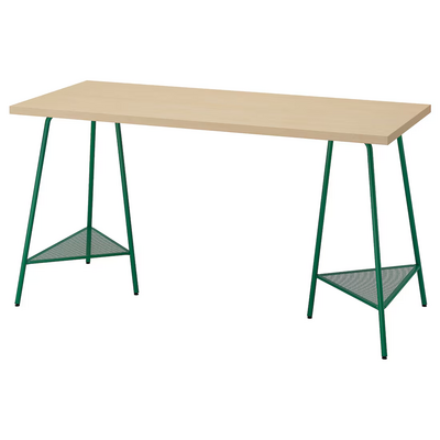 Radni sto, breza/zelena, 140x60 cm