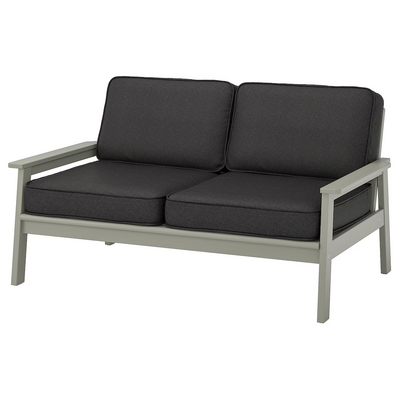 Sofa dvosjed,spolja, sivo bajcovano/Järpön/Duvholmen boja antracita, 139x81x89 cm