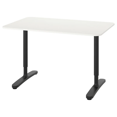 Radni sto, bijela/crna, 120x80 cm
