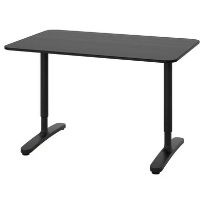 Radni sto, crno bajcovan jasenov furnir/crna, 120x80 cm