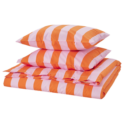 Jorganska navlaka i 2 jastučnice, narandžasta/roze/prugasto, 200x200/50x60 cm