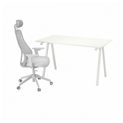 Radni sto i stolica, bijela/svijetlosiva