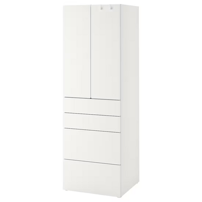 Garderober, bijela bijela/s 4 fioke, 60x57x181 cm