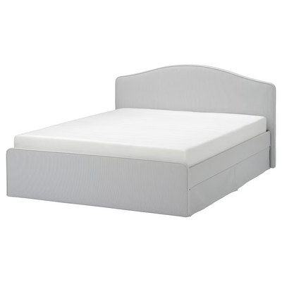 Tapecirani okvir kreveta, Klovsta siva/bijela/Luröy, 160x200 cm