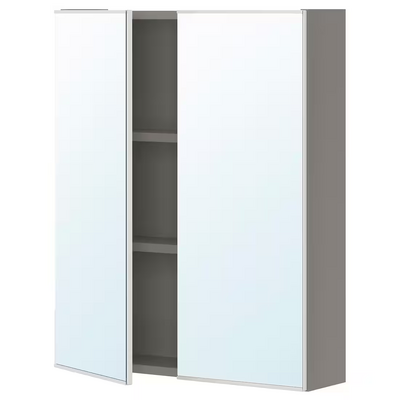 Ormarić s ogledalom i 2 vrata, siva, 60x17x75 cm