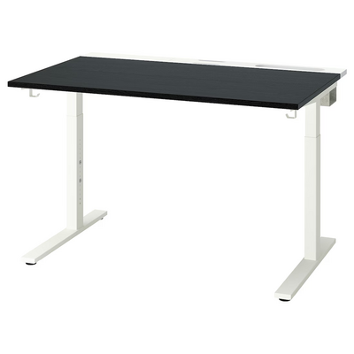 Radni sto, crno bajcovano jasenov furnir/bijela, 120x80 cm
