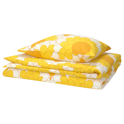 Jorganska navlaka i jastučnica, žuta, 150x200/50x60 cm