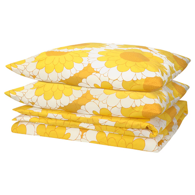 Jorganska navlaka i 2 jastučnice, žuta, 200x200/50x60 cm