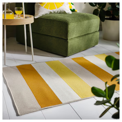 Ravno tkani tepih, unutra/spolja, žuta, 80x200 cm