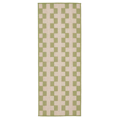 Kuhinjski podmetač, Ravno tkano zelena/prljavobijela, 80x200 cm