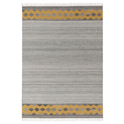 Tepih, ravno tkani, sivo-žuta/ručni rad, 170x240 cm