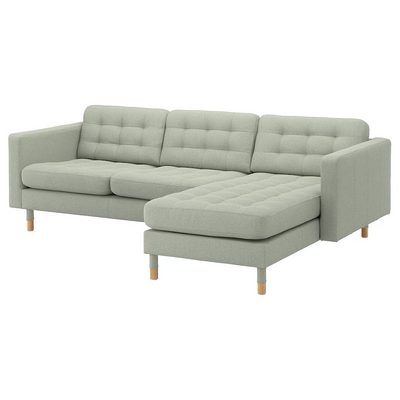 Sofa trosjed, s lenjivcem/Gunnared svijetlozelena/drvo
