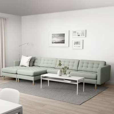 Sofa 5-sjed, s lenjivcima/Gunnared svijetlozelena/drvo