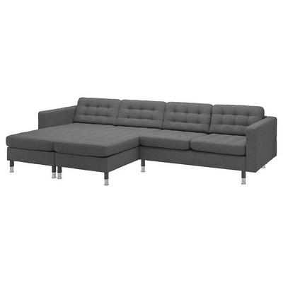 Sofa 4-sjed i lenjivci, Gunnared tamnosiva/metal