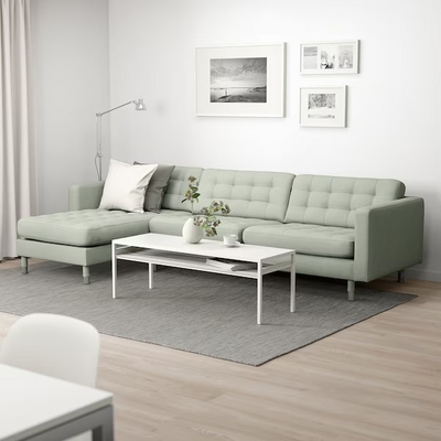 Sofa 4-sjed, s lenjivcem/Gunnared svijetlozelena/metal