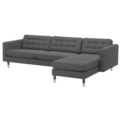 Sofa 4-sjed, s lenjivcem/Gunnared tamnosiva/metal