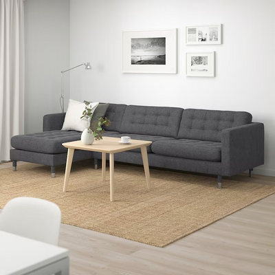 Sofa 4-sjed, s lenjivcem/Gunnared tamnosiva/metal