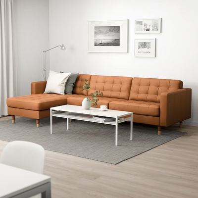 Sofa 4-sjed, s lenjivcem/Grann/Bomstad zlatnosmeđa/metal