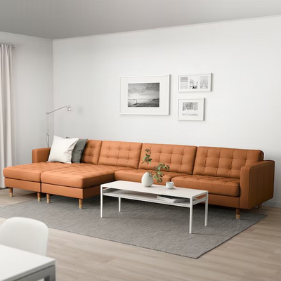 Sofa 5-sjed, s lenjivcima/Grann/Bomstad zlatnosmeđa/drvo