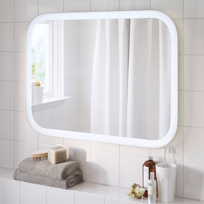 Ogledalo s ugrađenom rasvjetom, bijela, 80x60 cm
