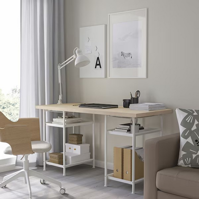 Radni sto, živopisna imitacija bora/bijela, 140x60 cm