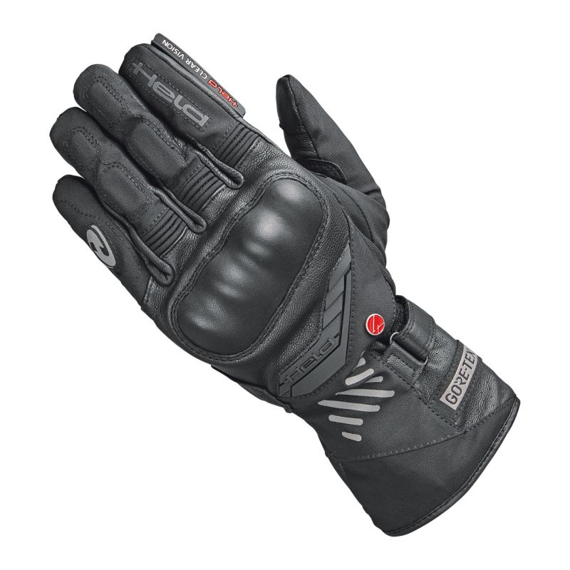HELD Madoc GORE-TEX® gloves stretch fabric leather detailed back, goat skin palm BLACK RUKAVICE 9