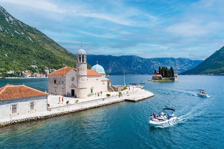 Blue Kotor Bay - Our Lady of the Rocks, Perast and swimming