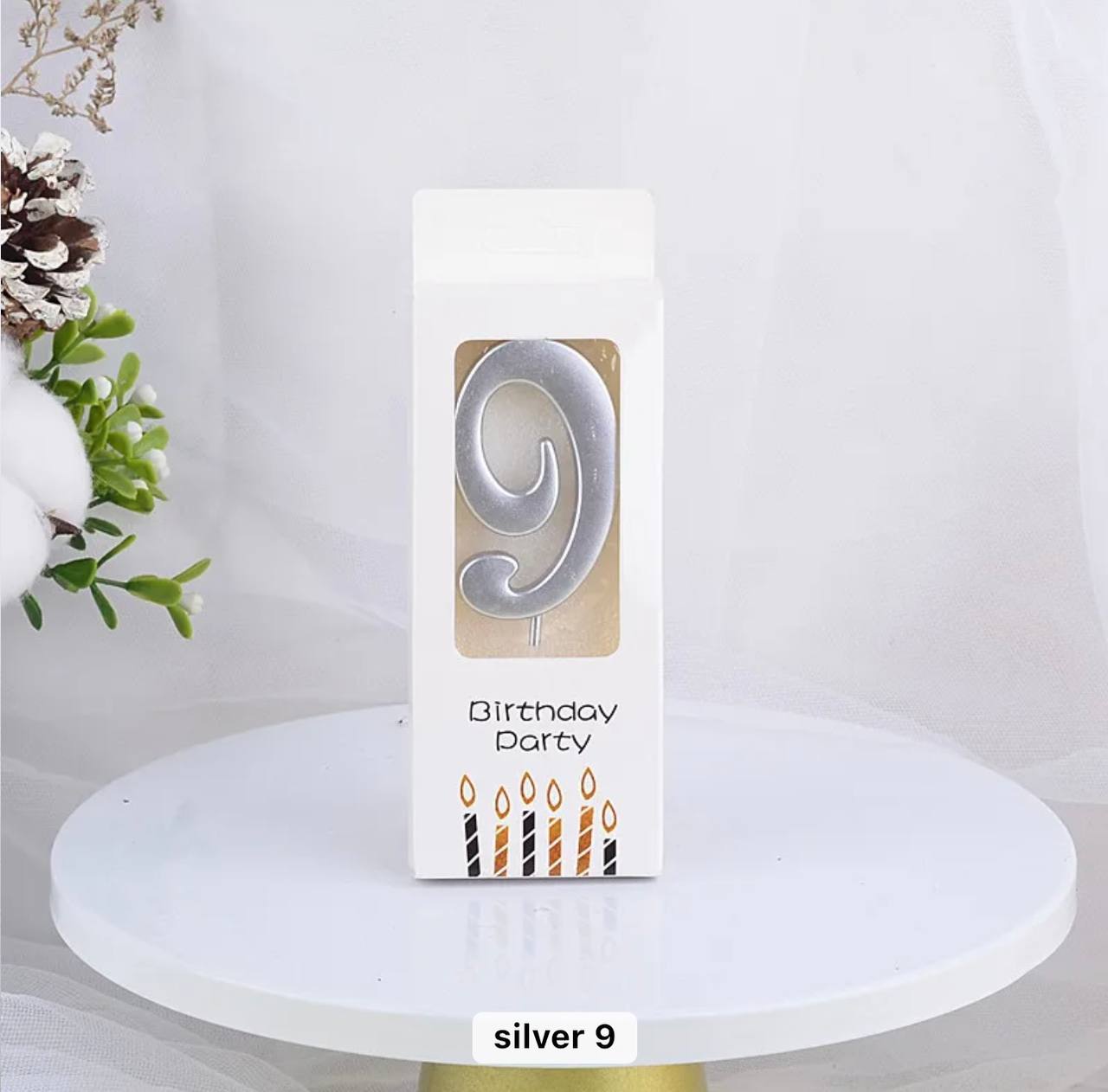 Svjećica Broj 9 SREBRNA elegant 5,5cm