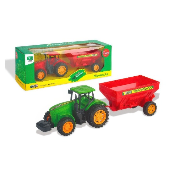 TRAKTOR U KUTIJI SA DODATKOM CRVENA SEJALICA 0571