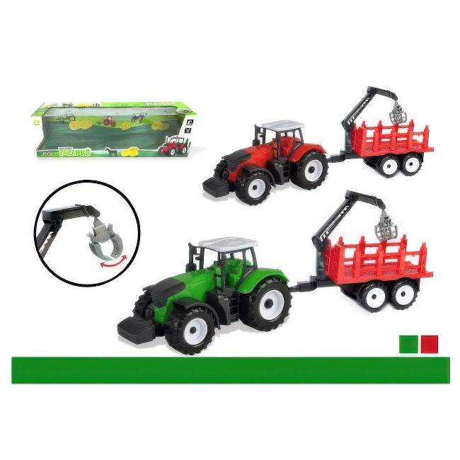 TRAKTOR U KUTIJI SA PRIKOLICOM ZA DRVA+DIZALICA 0676