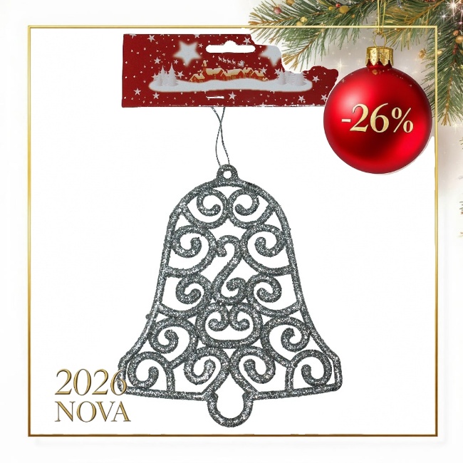 Novog. kićanka zvono 15cm boja srebra E. Denis