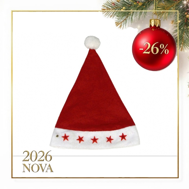 Novog. kapa 40x29cm sa svijetl. zvjezdicama crvena E. Denis