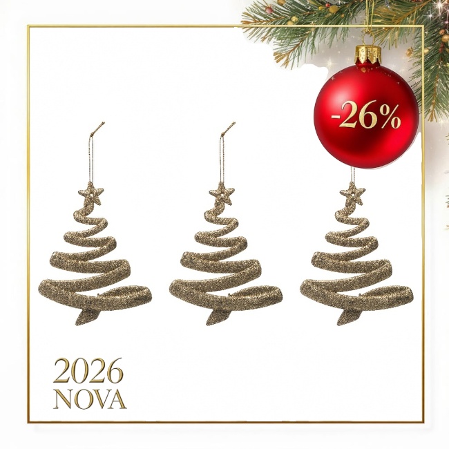 Novog. kićanka - jelka 12.5cm 3/1 boja zlata Atmosphera C. Dinterieur