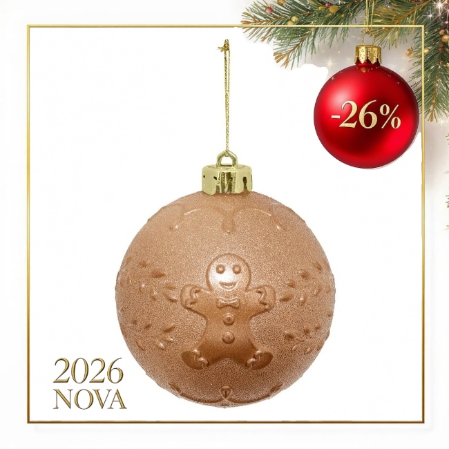 Novog. kićanka - kuglica Gingerbread fi 8cm braon Atmosphera