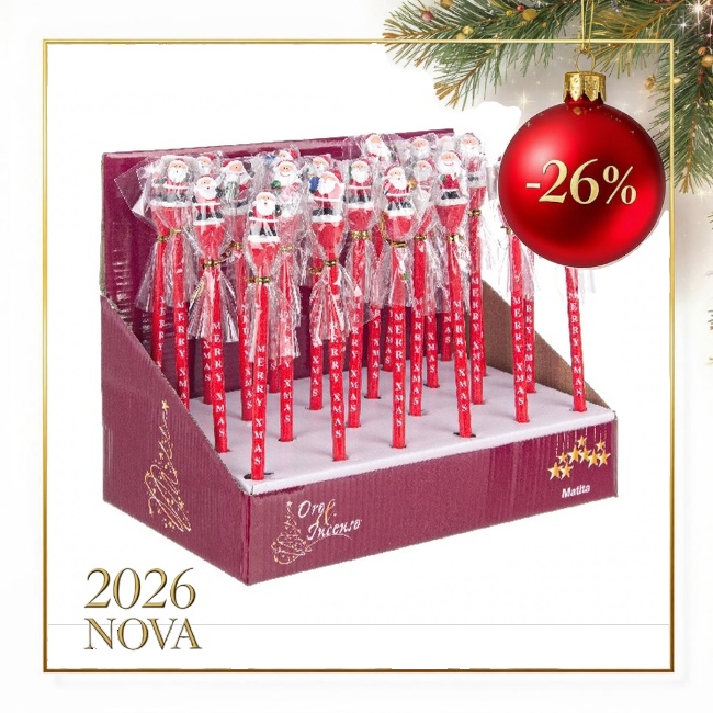 Grafitna olovka 1/1 sa figuricom Deda Mraza crvena Bizzotto