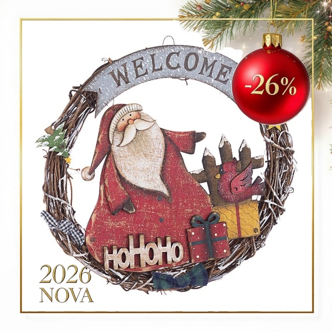 Novogodišnji ukras-vijenac sa Deda Mrazom Bizzotto